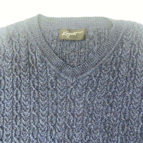 Men's Navy Blue 100% Merino Wool Knot Sweater 2XL KINGSSPORT - Picture 4 of 8